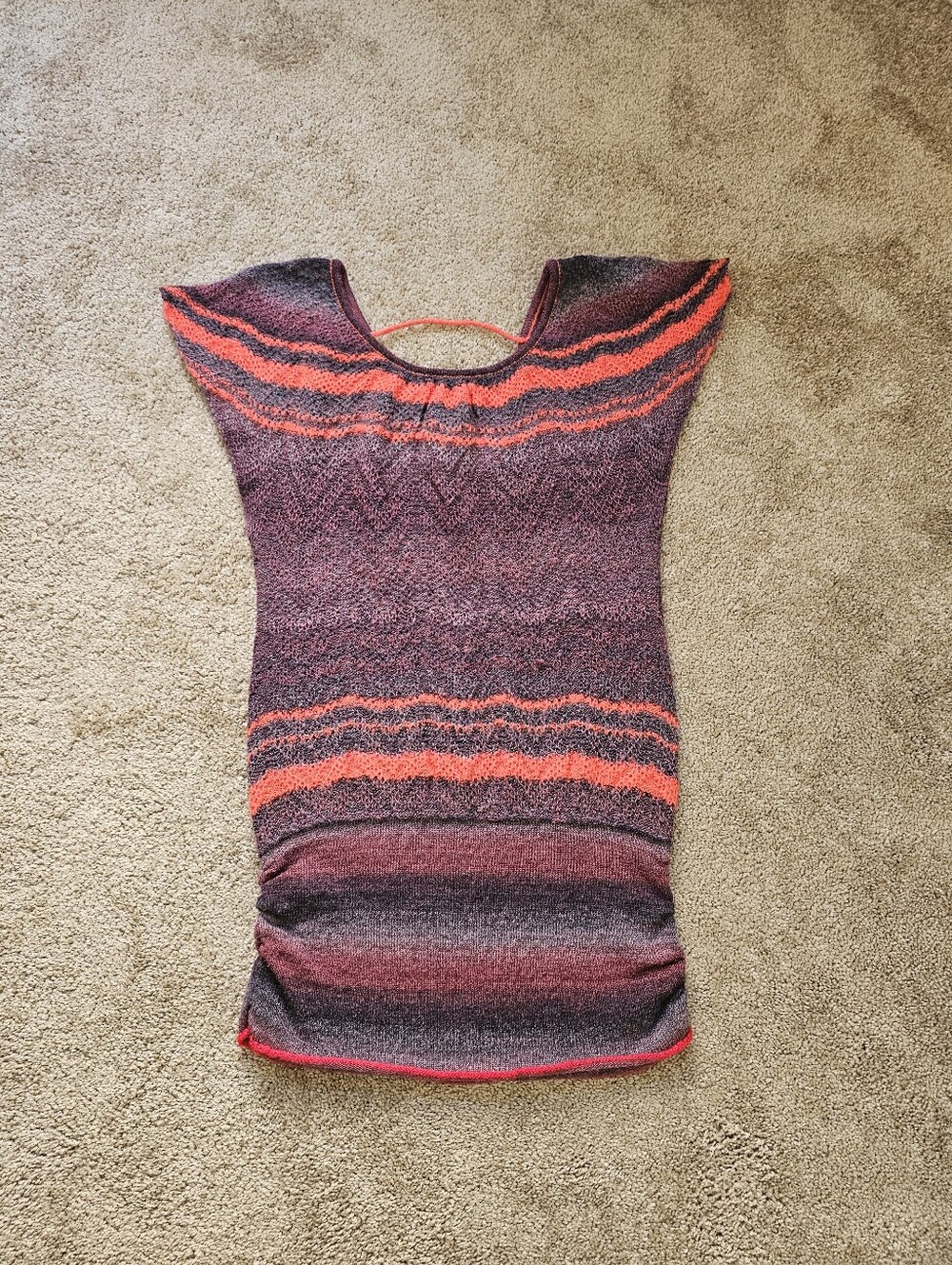 Free People Striped Purple and Coral Knit Tunic